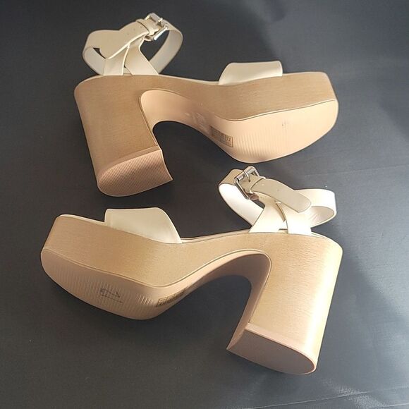 BRAND NEW MI,IM LOS ANGELES LEATHER WOODEN PLATFORM HIGH HEEL SANDALS - Picture 9 of 16